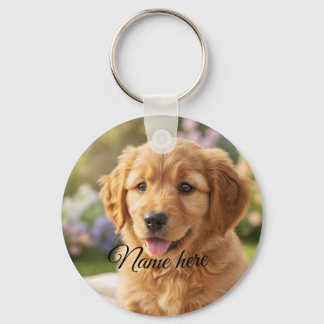 Porte-clés Dog cat pet name photo template simple minimal