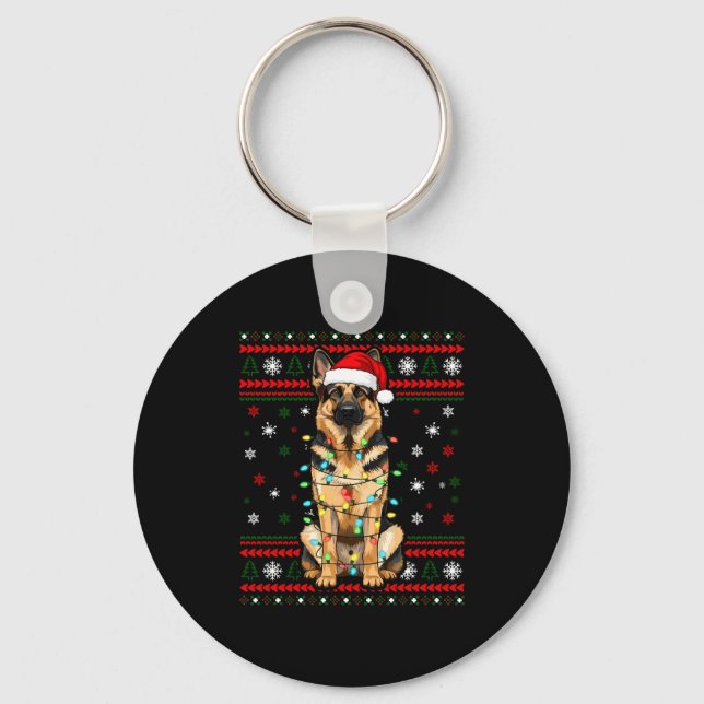 Porte-clés Dog Christmas, German Shepherd Christmas Lights Ug (Recto)