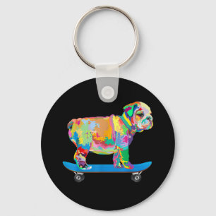Porte-clés Dog Colorful Cool Bulldog Puppy Skate