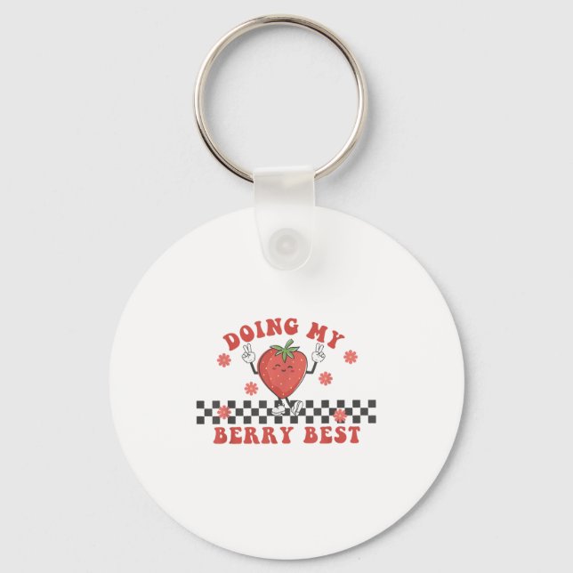 Porte-clés Doing My Berry Strawberry Motivation Insred Groovy (Recto)