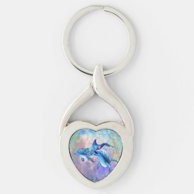 Porte-clés Dolphin Couple - Ajouter Votre Photo / Nom - (Devant)