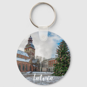 Porte-clés Dôme carré avec sapin de Noël à Riga