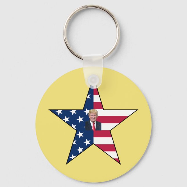 Porte-clés Donald J. Trump~ Président~ Drapeau US~ Étoile ~ M (Recto)