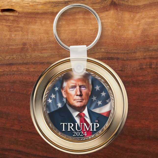 Porte-clés Donald Trump 2024 Campagne Faux Gold (Recto)