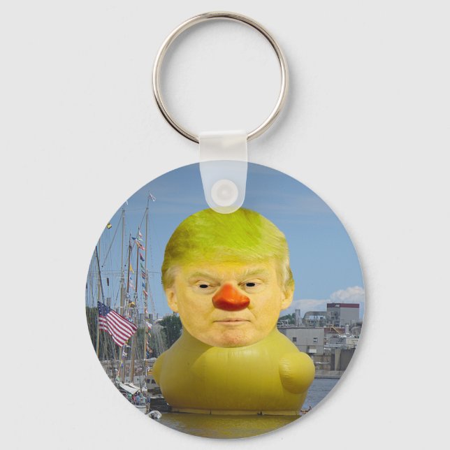 Porte-clés Donald Trump en caoutchouc Jaune Bouton de canard  (Recto)