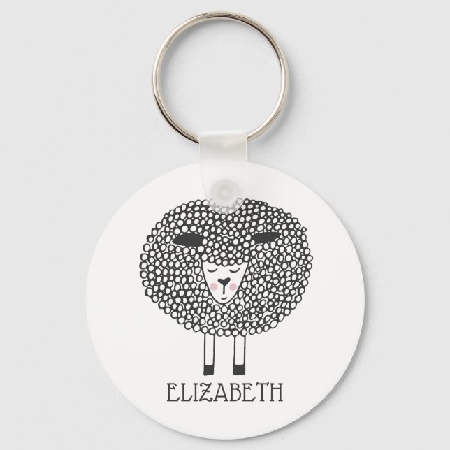 Porte-clés Doodle mouton Personnalisé (Recto)