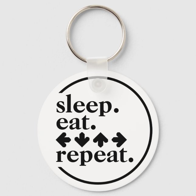 Porte-clés Dormir. Manger. Flèches. Recommencer. (Recto)