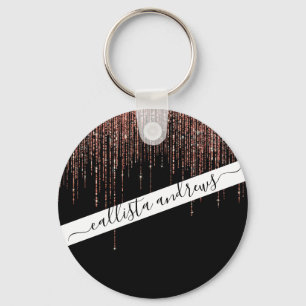 Porte-clés Dory Rose Noire Gold Sparkly Glitter Fringe