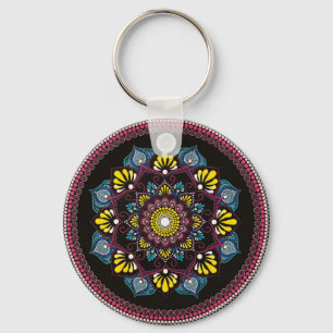 Porte-clés Dot Art coloré Mandala   Boho de géométrie sacrée