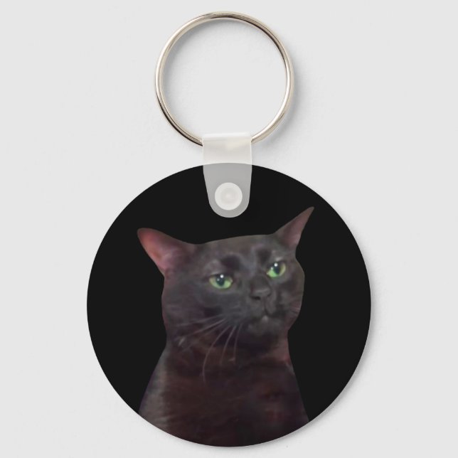 Porte-clés double face Mème de chat déconnecté (Recto)