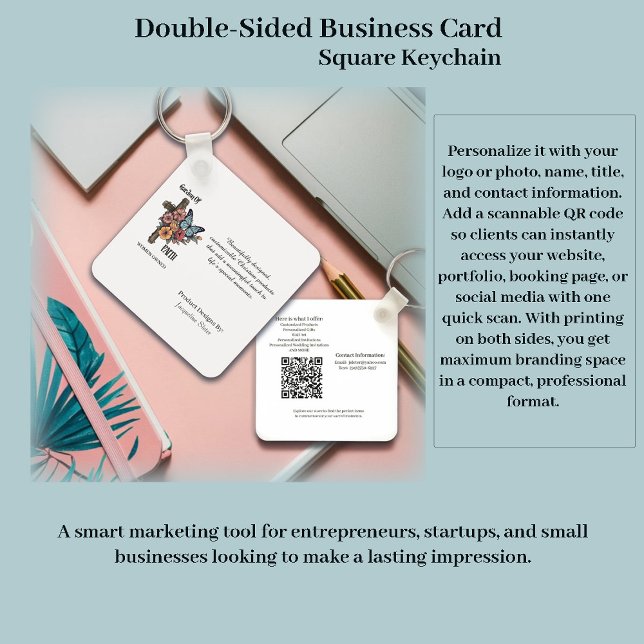 Porte-clés Double Sided Business Card Square Keychain (Créateur téléchargé)