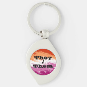 Porte-clés Doucement personnalisable Pronoun Drapeau de la fi