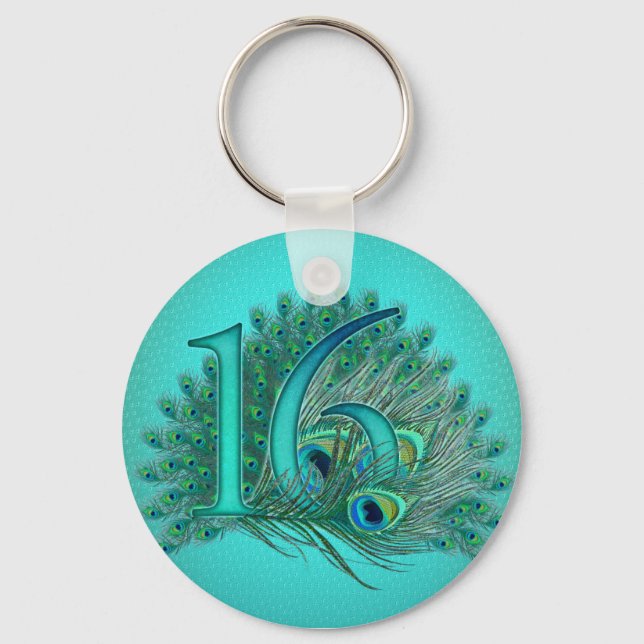 Porte-clés doux 16 anniversaire décoré numéro d'âge (Recto)