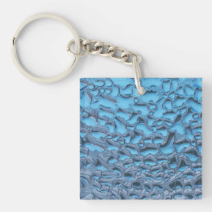 Porte-clés Doux gouttes de pluie sur verre bleu