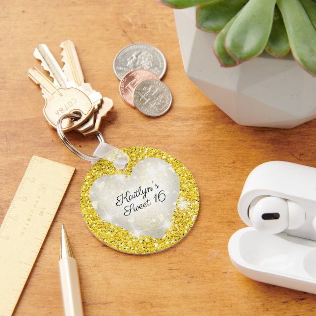 Porte-clés Douze ans, paillettes dorées, cœur, cadeau de fête (Bureau)