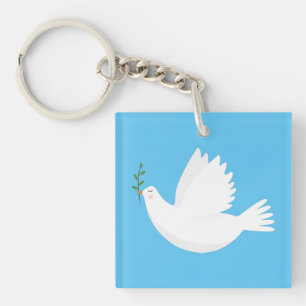 Porte-clés Dove with olive branch