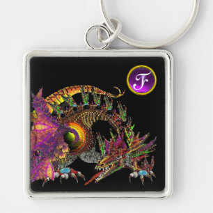 Porte-clés DRAGO Imaginaire Dragon Purple Gem Monogramme