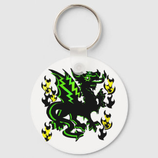 PORTE-CLÉS DRAGON AVEC ÉCLAIRAGE VERT ET FLAMMES GRAPHIQUE