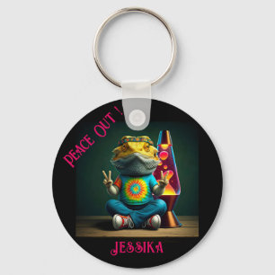 Porte-clés Dragon Barbu Hippie Paix Rétro Personnalisé