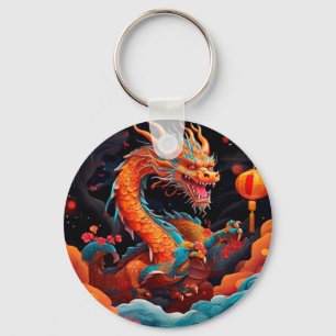 Porte-clés Dragon chinois coloré du Nouvel An