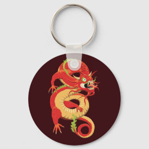 Porte-clés Dragon chinois rouge