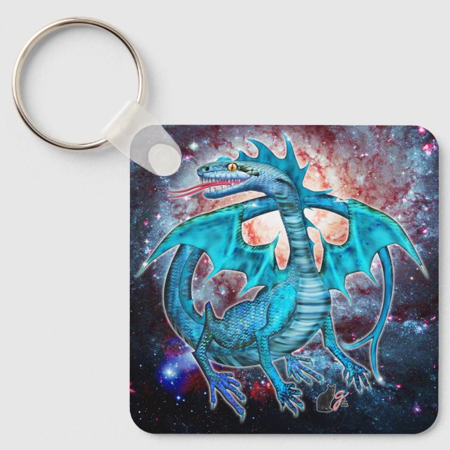 Porte-clés Dragon cosmique Turquoise  (Recto)