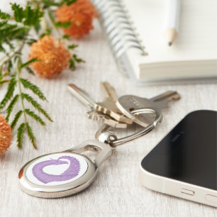Porte-clés Dragon de coeur violet de lavande blanc