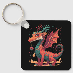 Porte-clés Dragon de rennes de Noël Abstrait dessin élégant