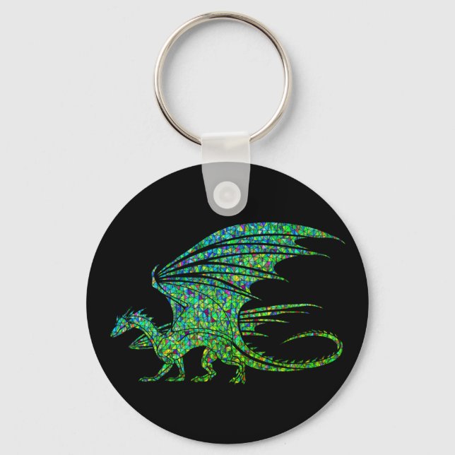 Porte-clés Dragon Extraordinaire en mosaïque verte (Recto)