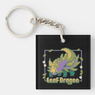 Porte-clés Dragon feuille, pixel art