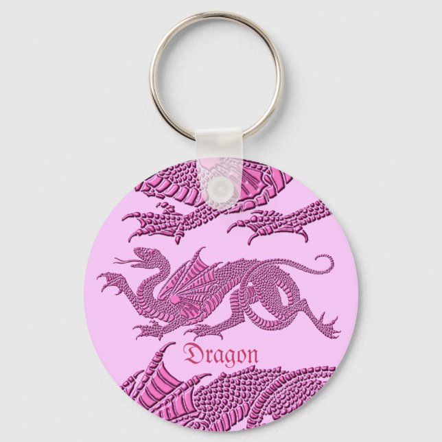 Porte-clés Dragon héraldique (rose) - Porte - clé (Recto)