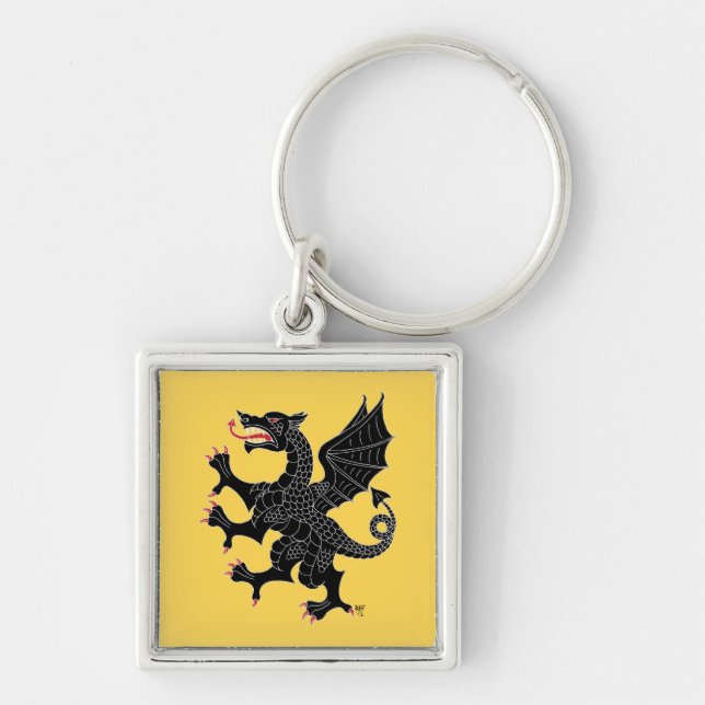 Porte-clés Dragon Rampant Sable (Devant)