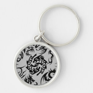Porte-clés Dragons noirs motif contour.b Gray BG