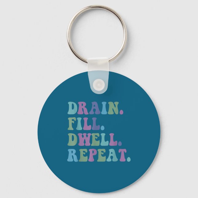 Porte-clés Drain Fill Dwell Repeat Funny Quote Saying Design  (Recto)