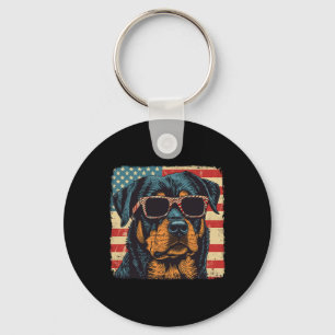 Porte-clés Drapeau américain 4 juillet Rottweiler Dog Art