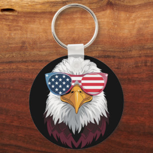 Porte-clés Drapeau américain Aigle patriotique 4 juillet