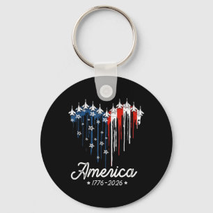 Porte-clés Drapeau américain américain Cœur 1776 2026 4 juill