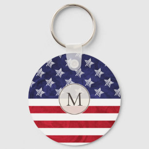 Porte-clés Drapeau américain bleu blanc rouge stylisé déco