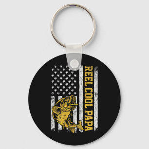 Porte-clés Drapeau américain Cool Papa Patriotic Fishing Desi