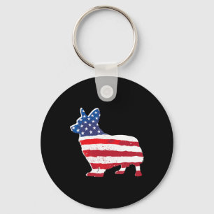 Porte-clés Drapeau américain Corgi Pet Amoureux de les chiens