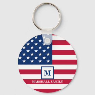 Porte-clés Drapeau américain Customisé Monogramme 4 juillet