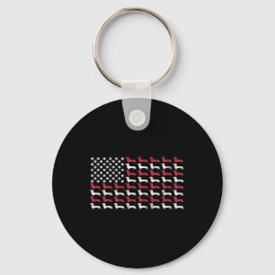 Porte-clés Drapeau américain Dachshund Patriotique Chien Homm