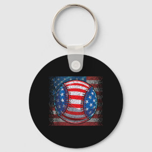 Porte-clés Drapeau américain de baseball 4 juillet Indépendan