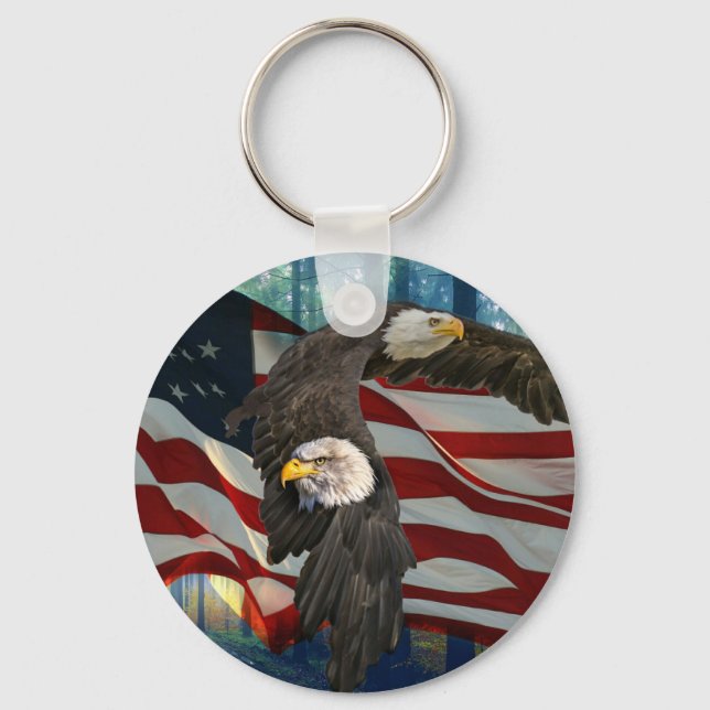 Porte-clés Drapeau américain de l'aigle à tête blanche (Recto)