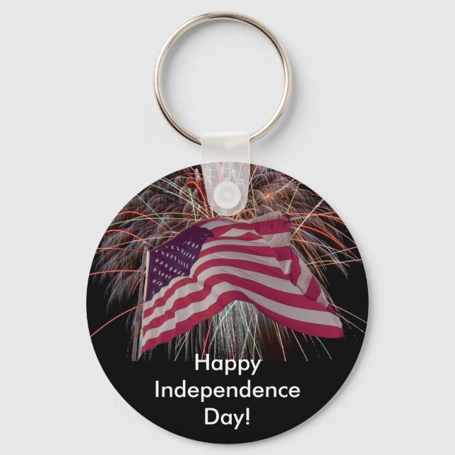 Porte-clés Drapeau américain et feux d'artifice (Recto)