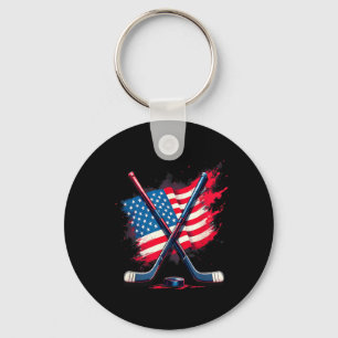 Porte-clés Drapeau américain Hockey sur glace 2