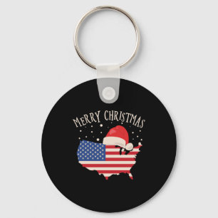 Porte-clés Drapeau américain Joyeux Noël design