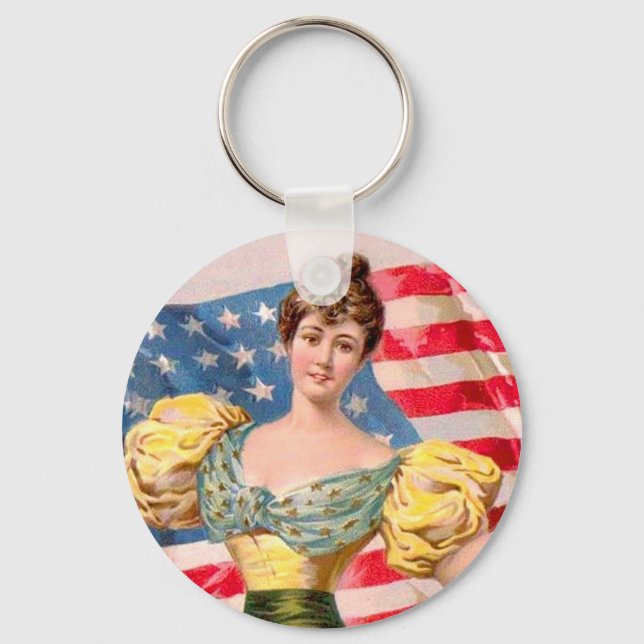 Porte-clés Drapeau américain Lady Liberty Independence (Recto)