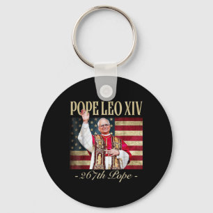 Porte-clés Drapeau américain Leo Xiv 267th U.s. Catholic Ret