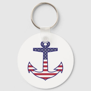 Porte-clés Drapeau américain patriotique Ancre nautique